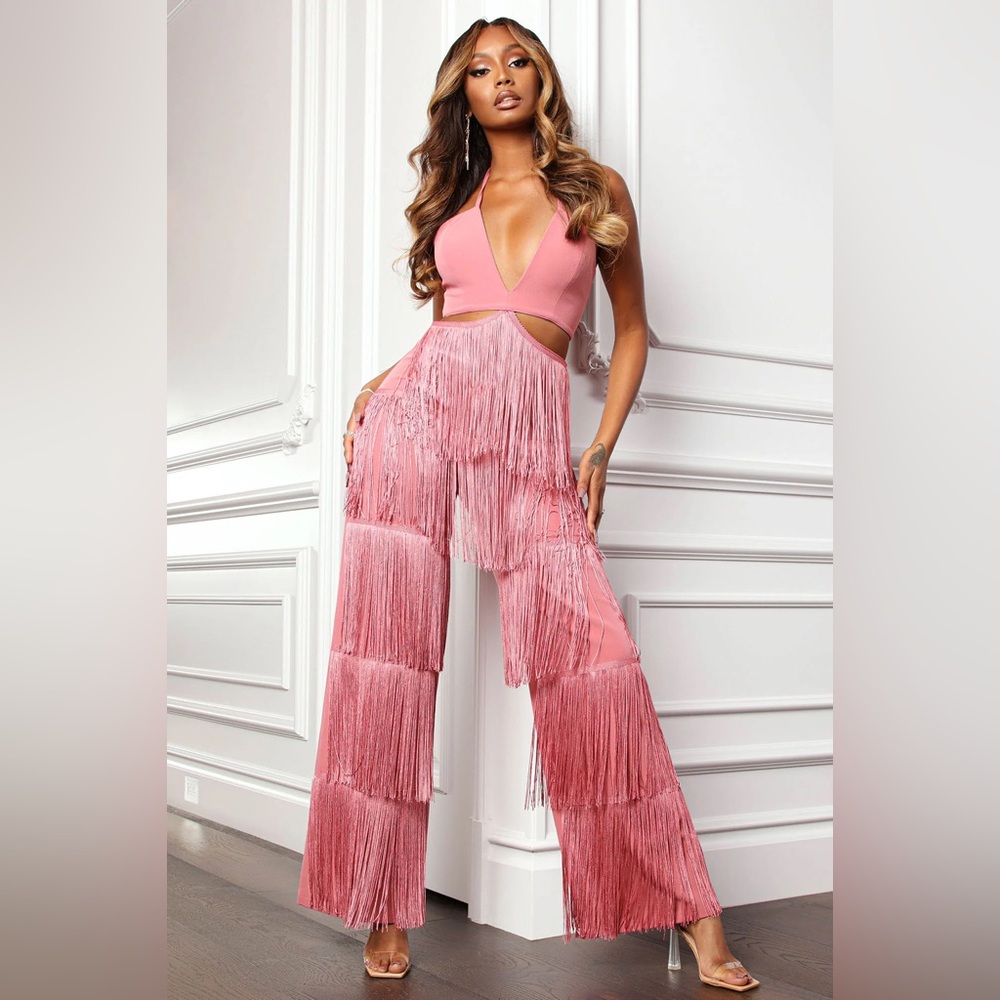 Fashion Nova Mauve Jumpsuit with Zip Detail